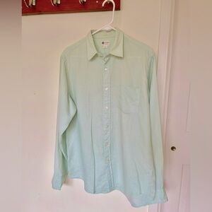 J Crew Men Linen Shirt Medium Beautiful Sea Mint Green Color Excellent Condition